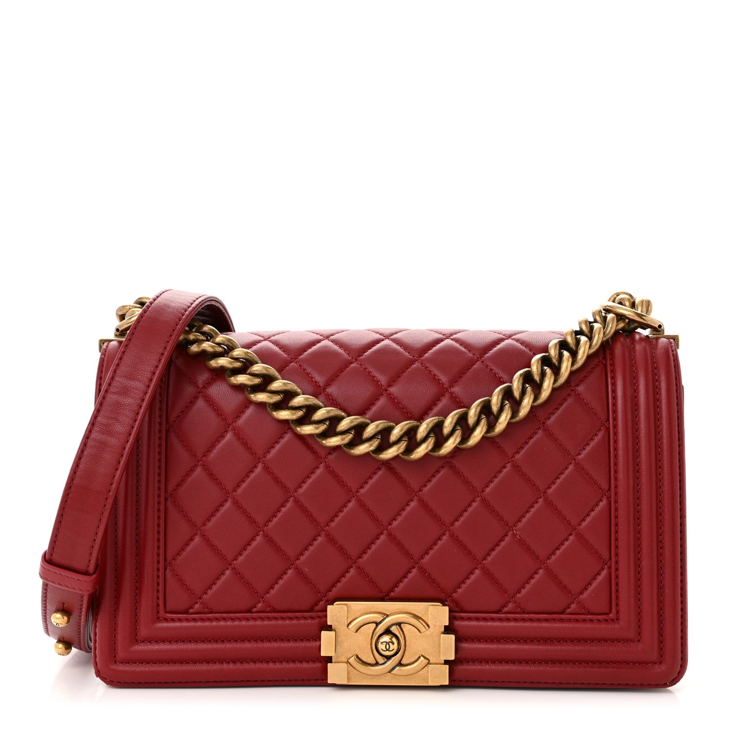 Chanel Lambskin Quilted Medium Boy Flap Dark Red 1 of 11