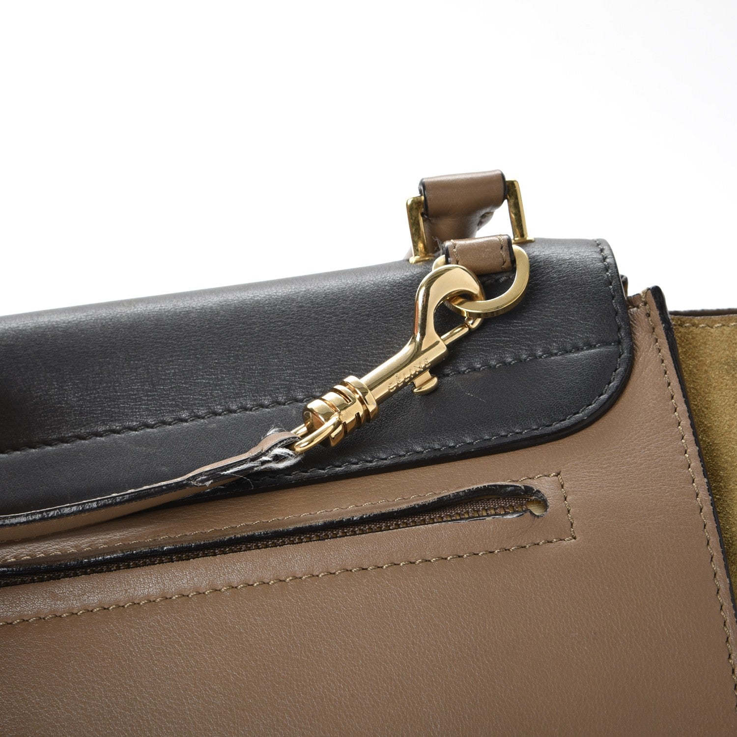 Celine Smooth Calfskin Suede Medium Tri-Color Trapeze Olive 31 of 31