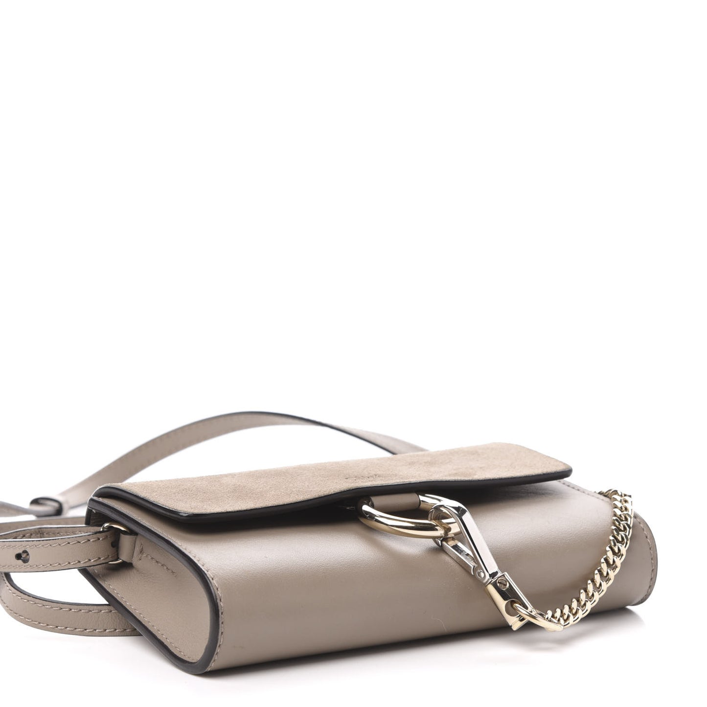 Suede Calfskin Mini Faye Shoulder Bag Motty Grey