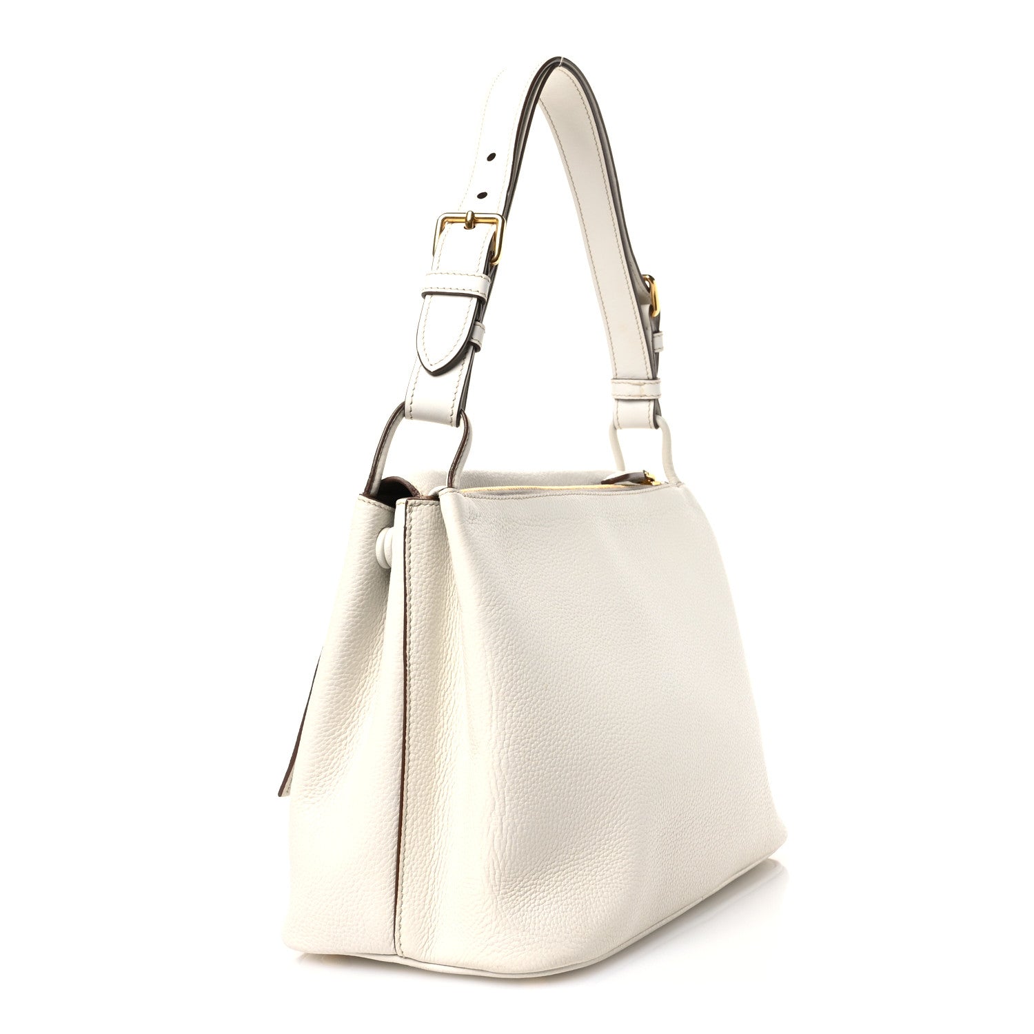 Prada Vitello Daino Flap Shoulder Bag Talco 3 of 11