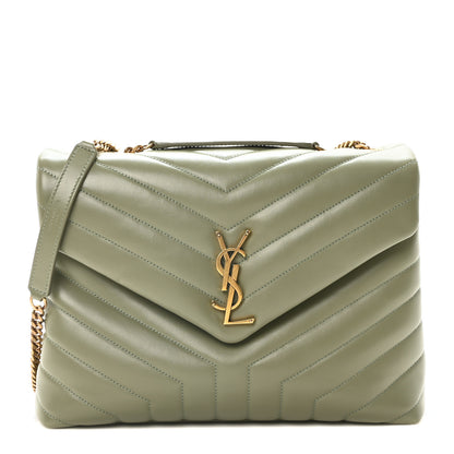 Saint Laurent Calfskin Y Quilted Monogram Medium Loulou Chain Satchel Light Sage 1 of 12