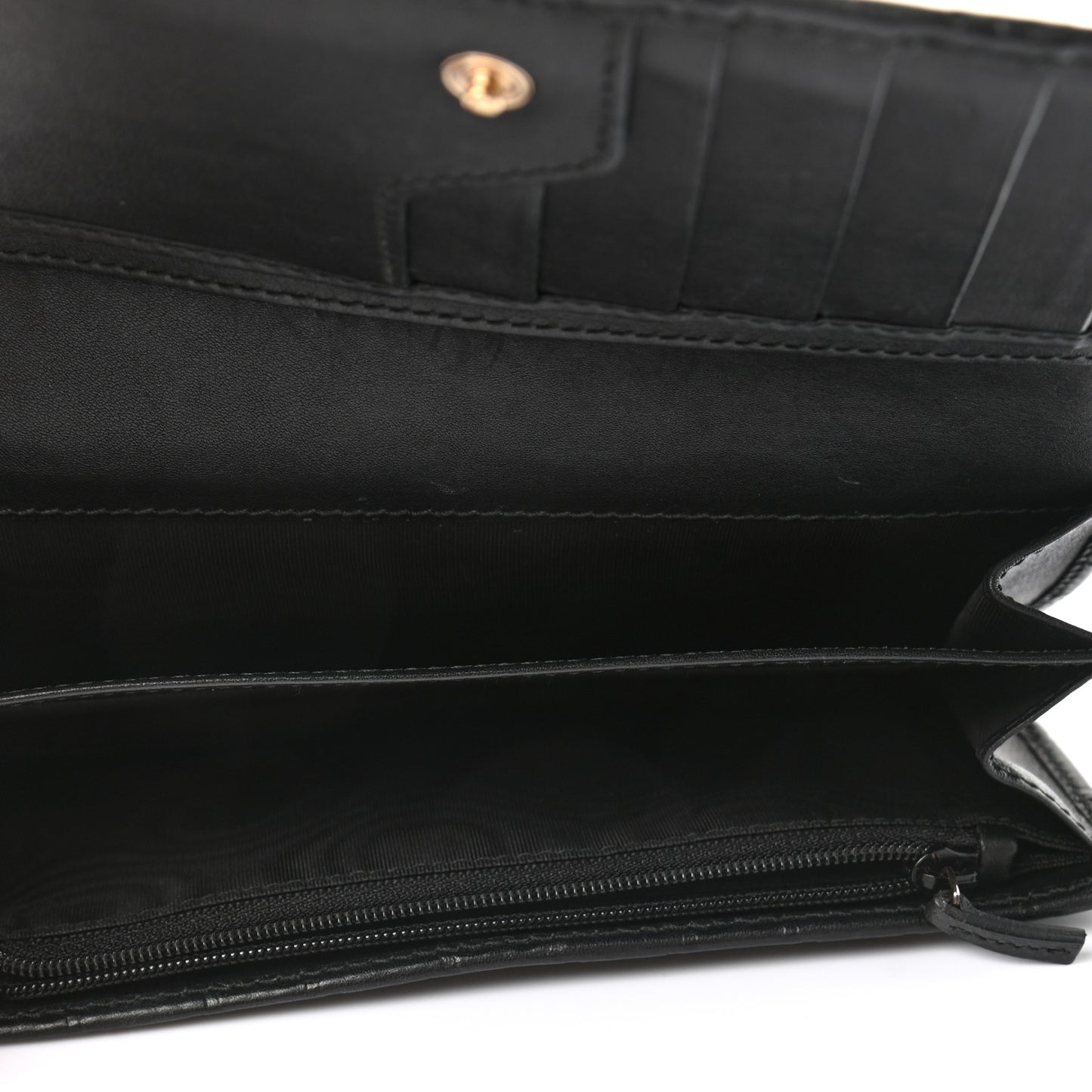 Guccissima Metal Bar Continental Flap Wallet Black