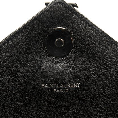Saint Laurent Sheepskin Matelasse Chevron Monogram Medium College Bag Black 7 of 10