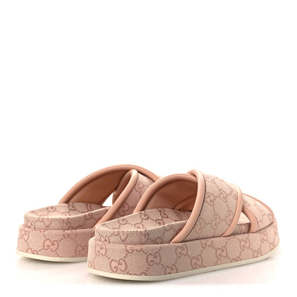 Gucci Monogram GG Calfskin Angelina Platform 55mm Slide Sandals 37 Light Pink 40 Light Pink 5 of 11