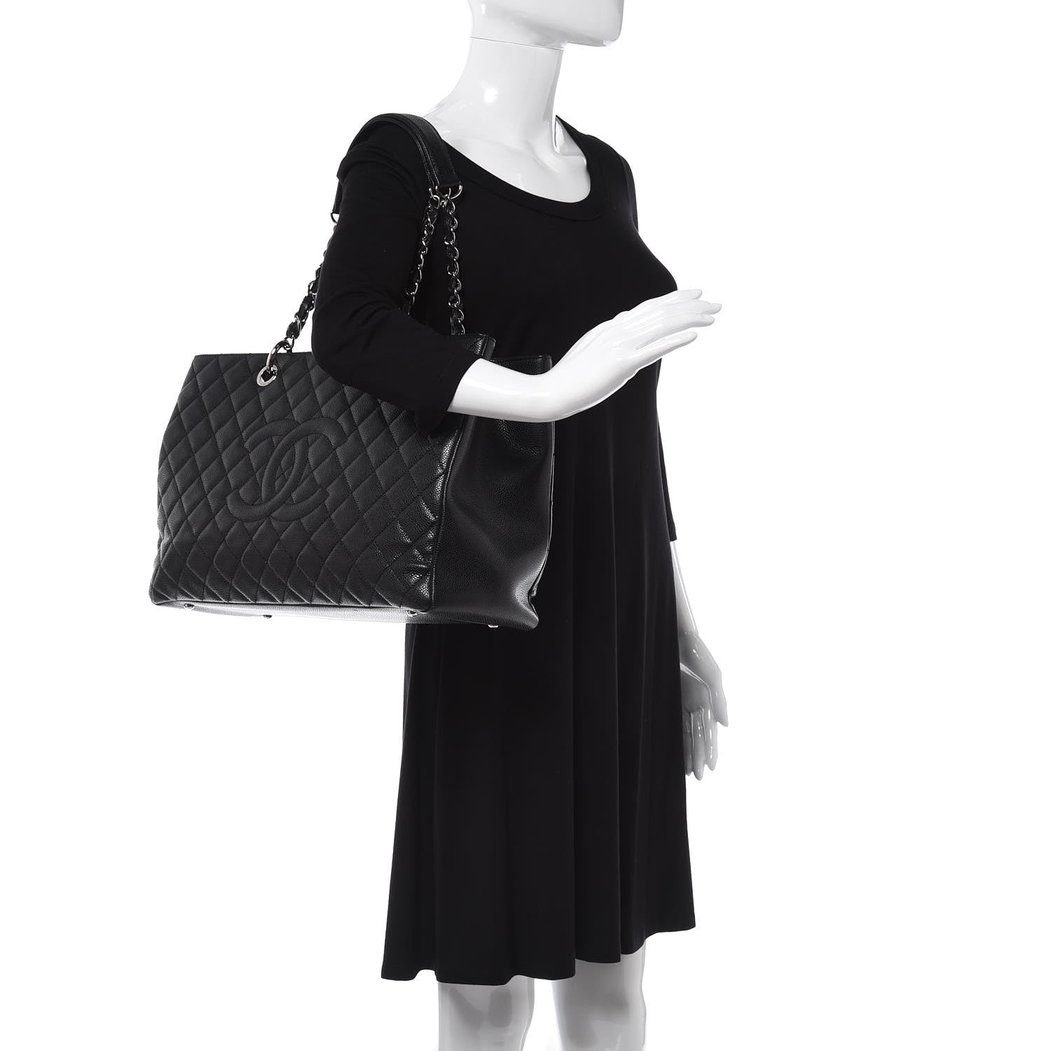 Chanel Caviar Quilted XL Grand Shopping Tote GST Black 2 of 7