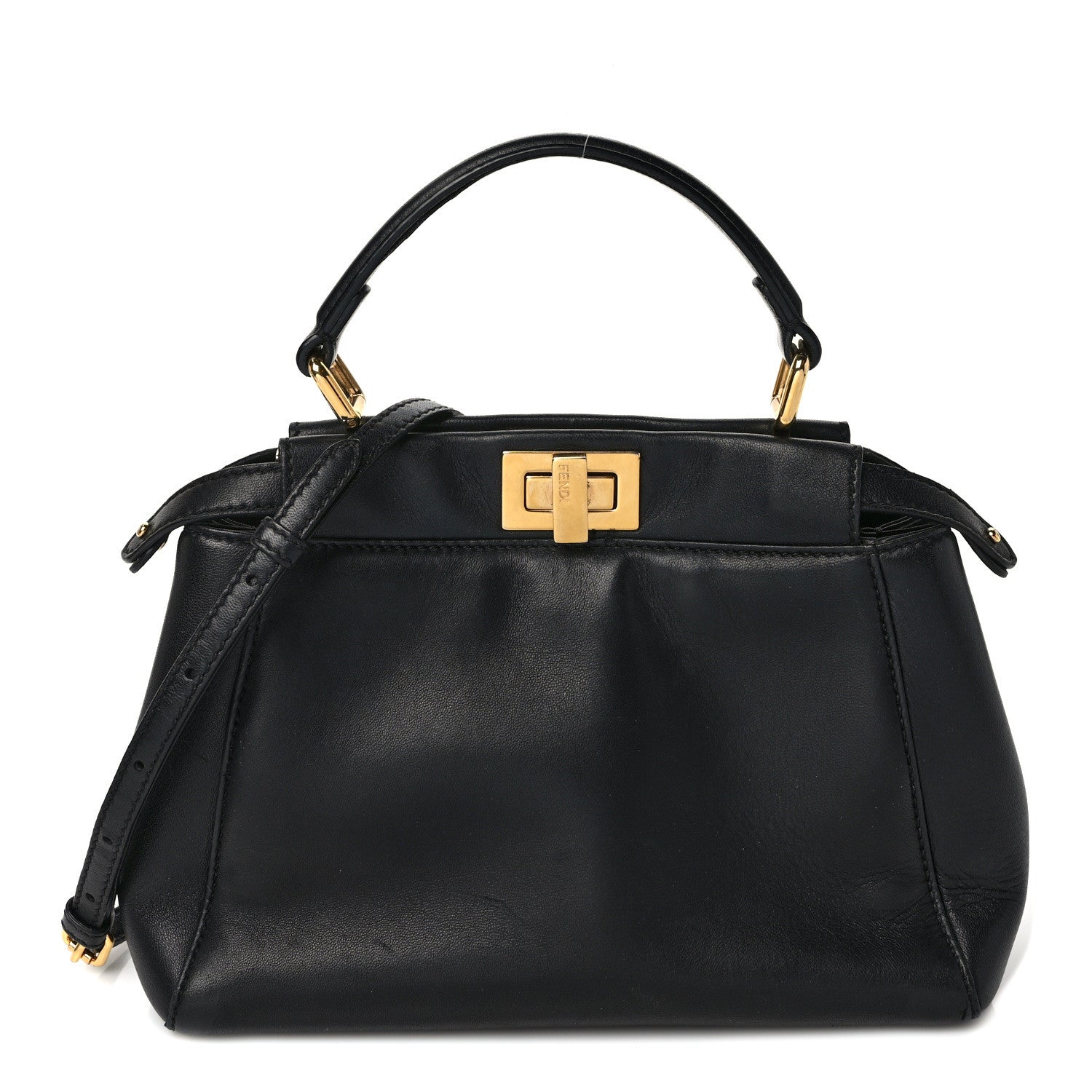 Fendi Nappa Mini Peekaboo Iconic Satchel Black 1 of 8