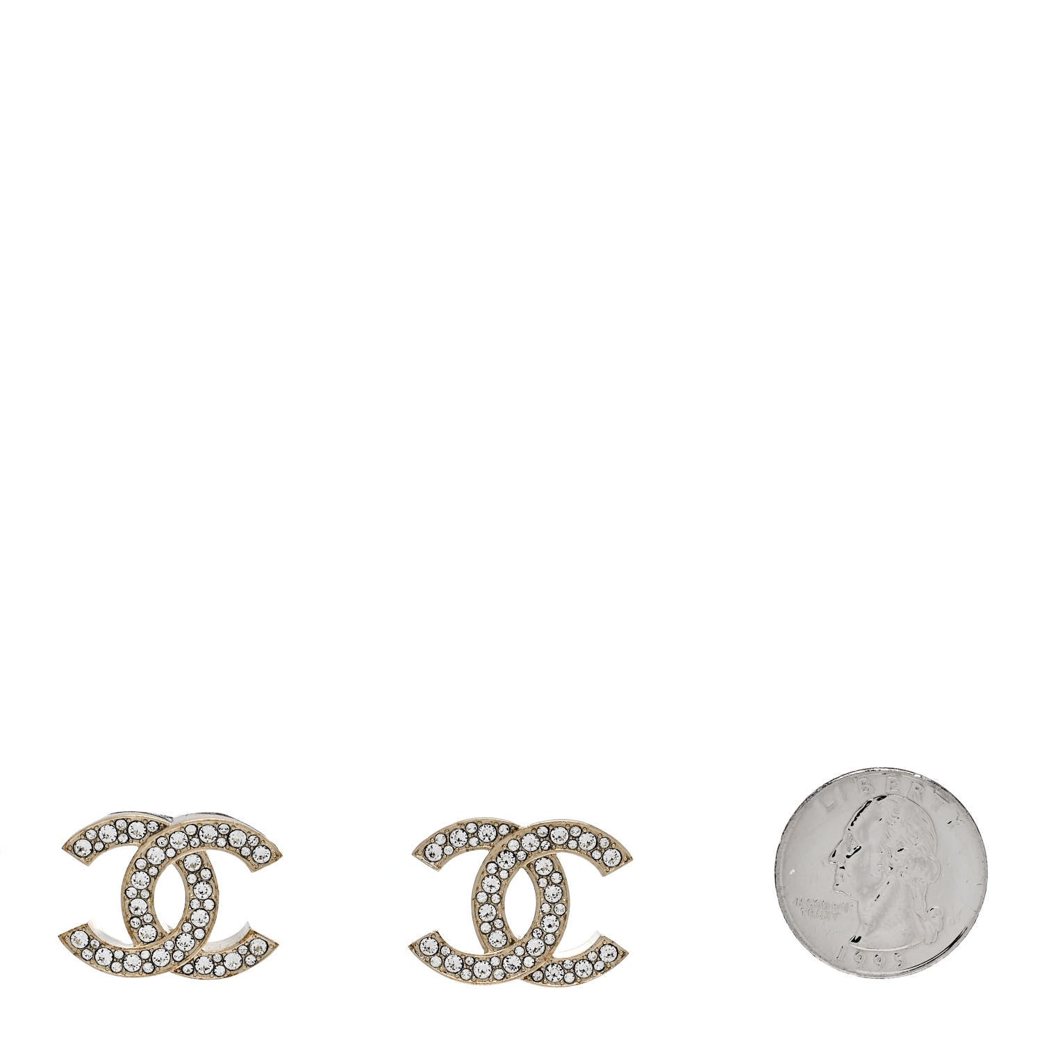 Chanel Crystal CC Earrings Light Gold 2 of 5