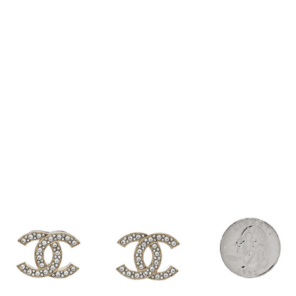 Chanel Crystal CC Earrings Light Gold 2 of 5