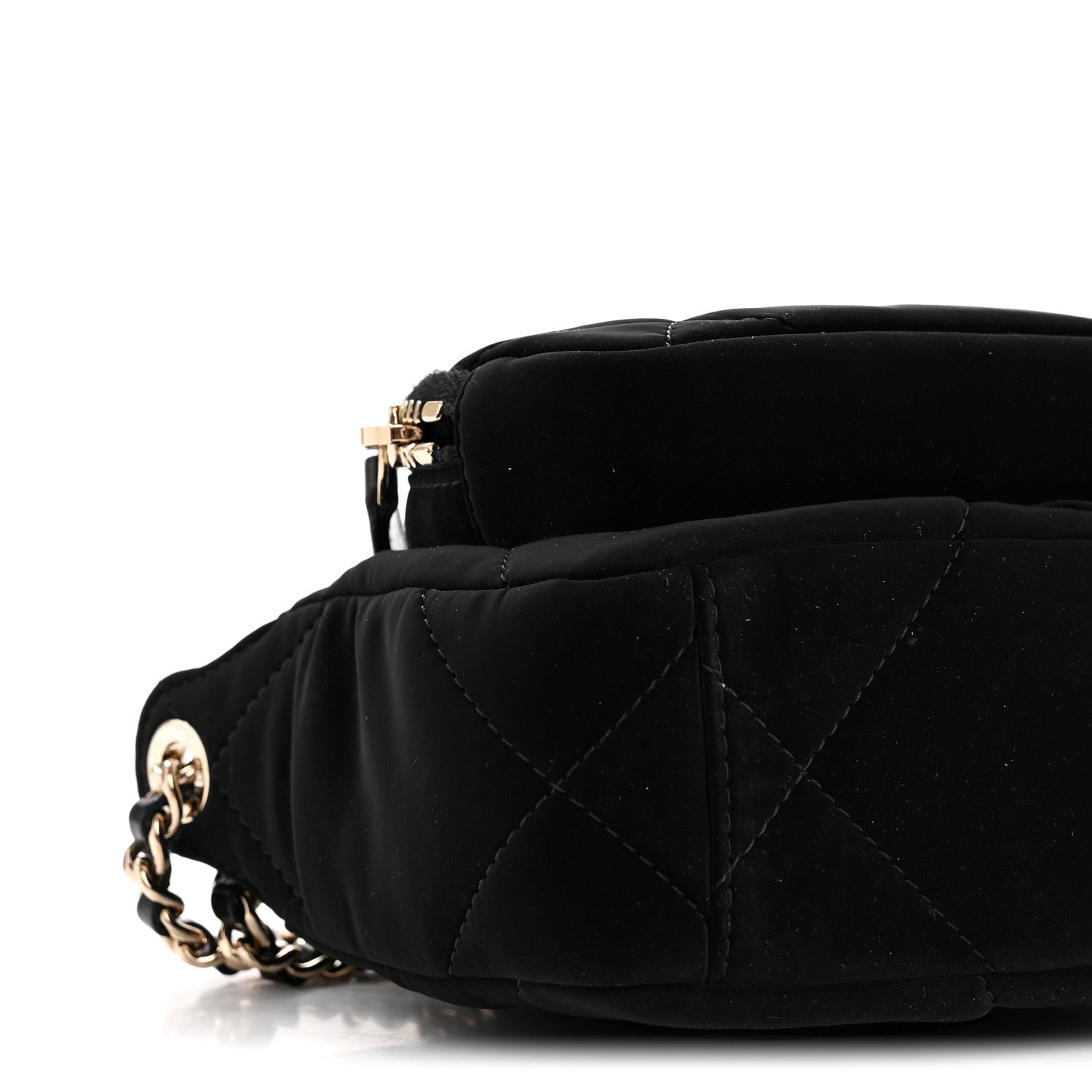 Chanel Velvet Effect Nylon Shiny Crumpled Calfskin Mini Quilted Chanel 25 Clutch With Chain Black 10 of 11