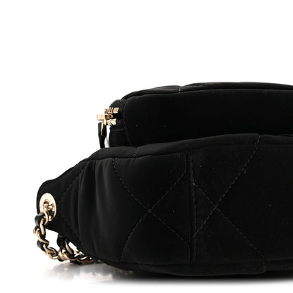 Chanel Velvet Effect Nylon Shiny Crumpled Calfskin Mini Quilted Chanel 25 Clutch With Chain Black 10 of 11