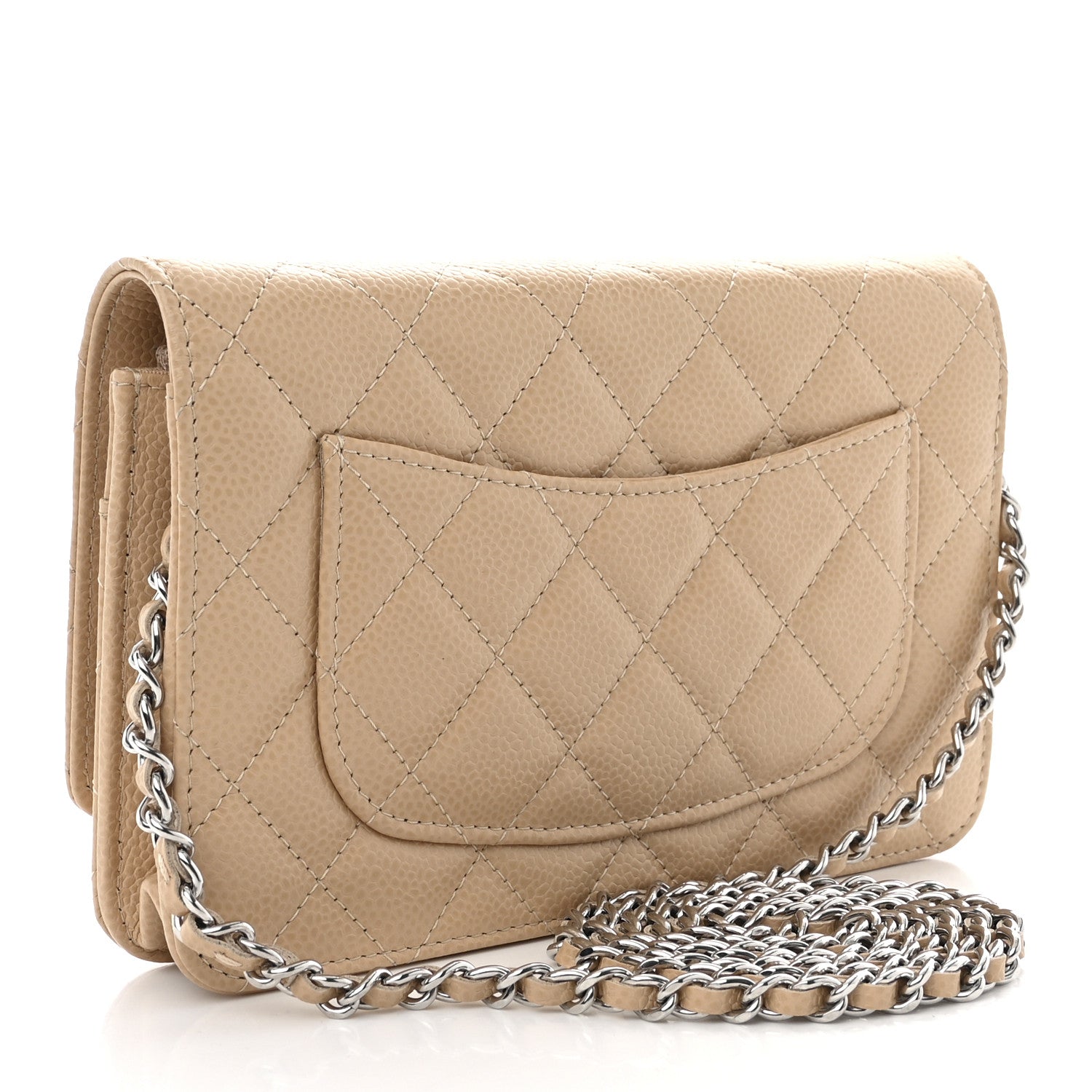 Chanel Caviar Quilted Wallet on Chain WOC Beige 3 of 13