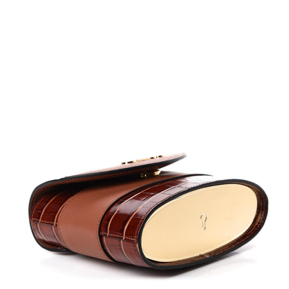Chloe Calfskin Crocodile Embossed Small Aby Lock Chestnut Brown 4 of 10