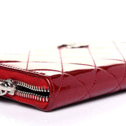 Chanel Patent Quilted Brilliant Zip Around Wallet Red 9 of 12