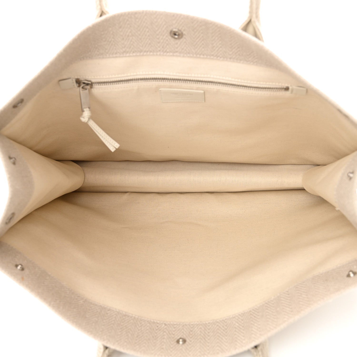 Saint Laurent Cotton Linen Rive Gauche Tote Light Shell 5 of 10