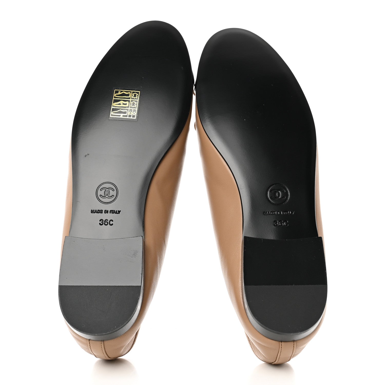 Chanel Lambskin Cap Toe CC Ballerina Flats 36 Dark Beige Black 5 of 9