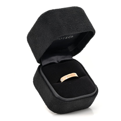 Tiffany 18K Rose Gold Diamond Logo Band Ring 59 8.75 9 of 10