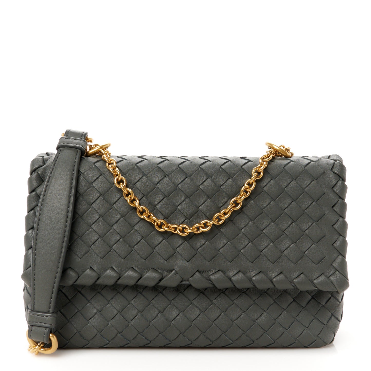 Nappa Intrecciato Baby Olimpia Shoulder Bag Steel