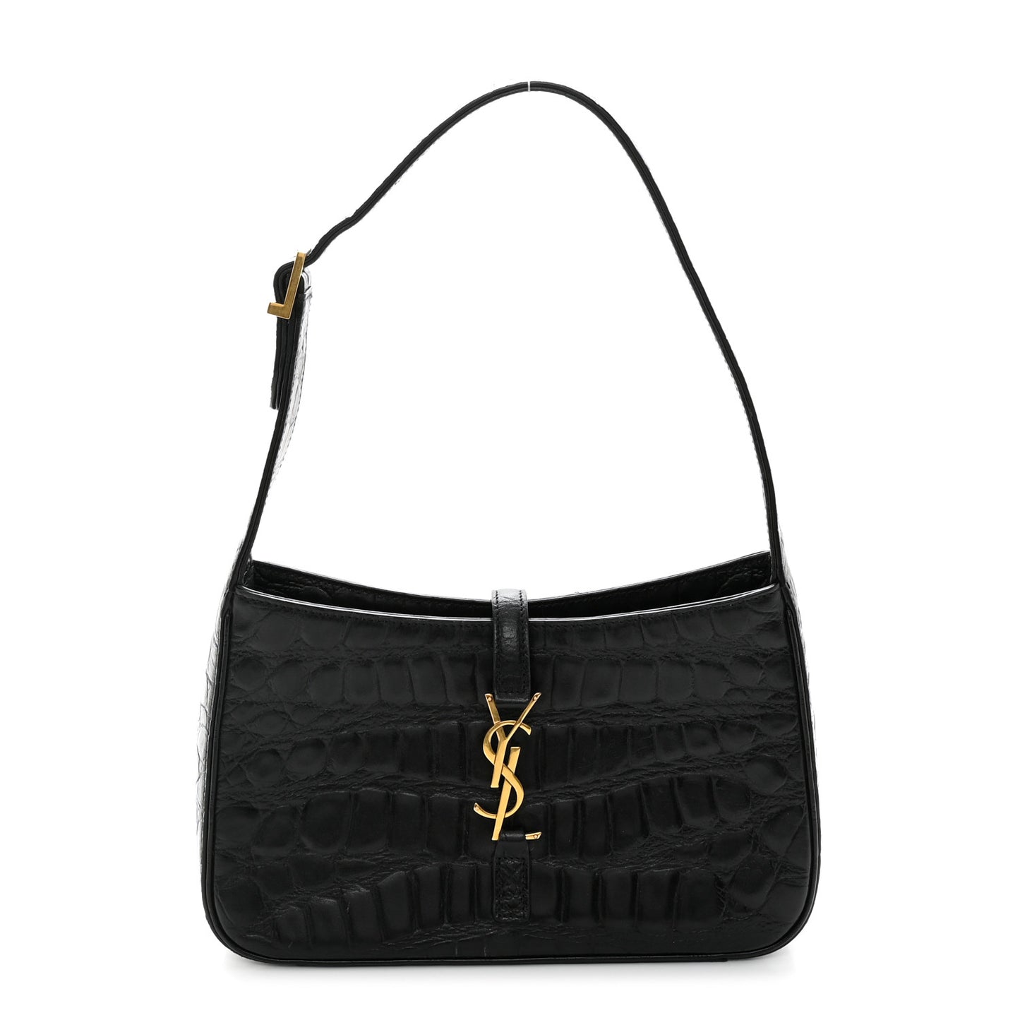 Calfskin Crocodile Embossed LE 5 A 7 Hobo Black