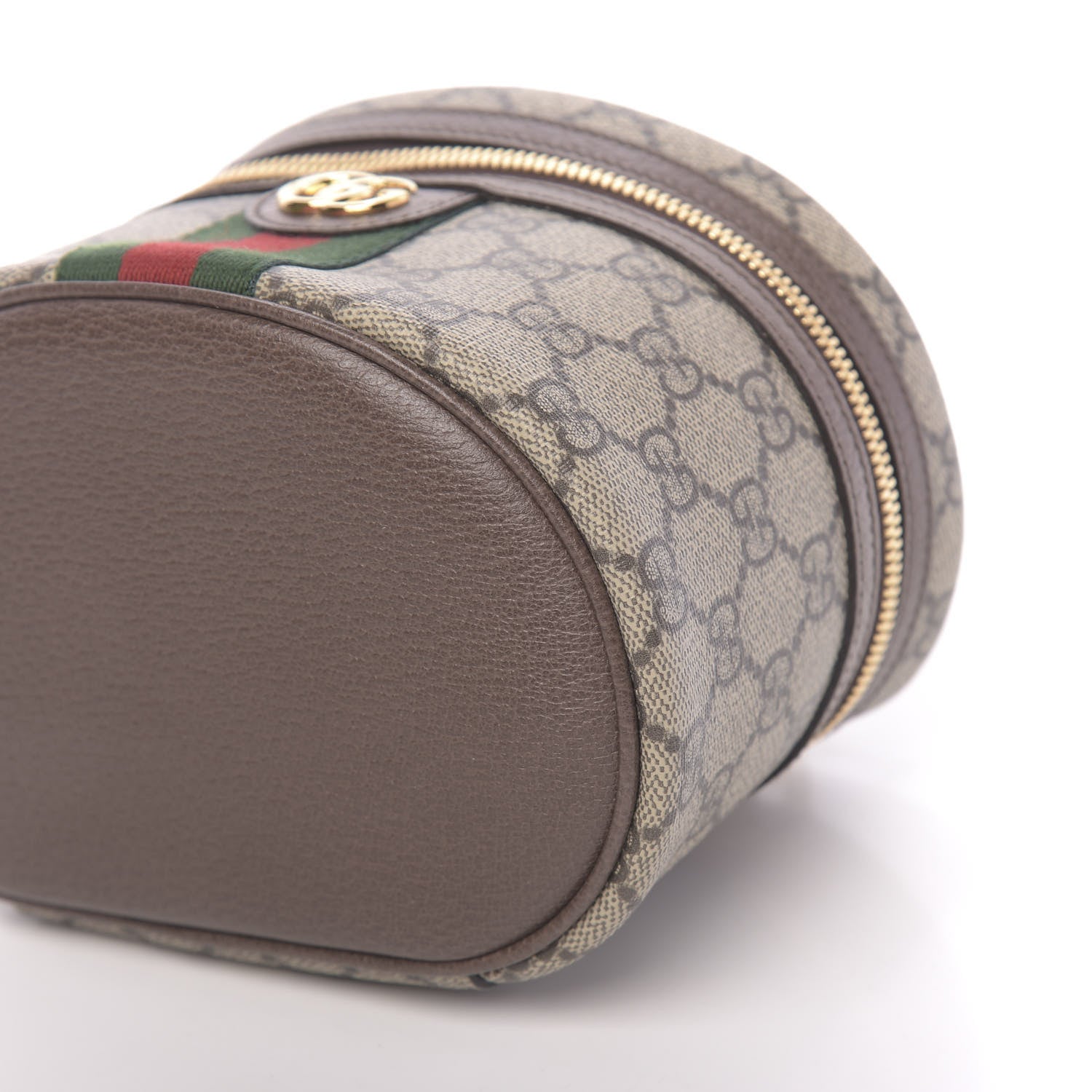 Gucci GG Supreme Monogram Textured Calfskin Web Ophidia Vanity Cosmetic Case Beige Ebony New Acero 9 of 11