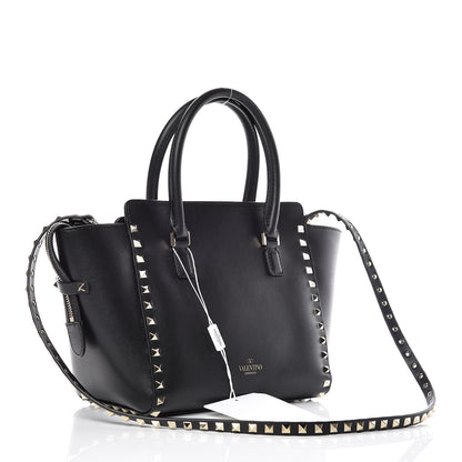 Valentino Garavani Vitello Small Rockstud Double Handle Tote Black 3 of 9