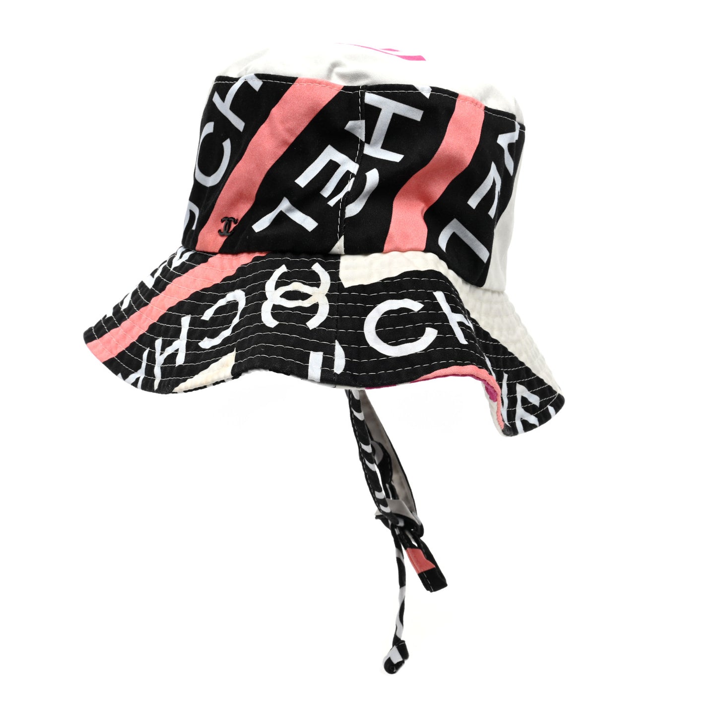 Cotton Logo Cloche Hat S Ecru Black Pink
