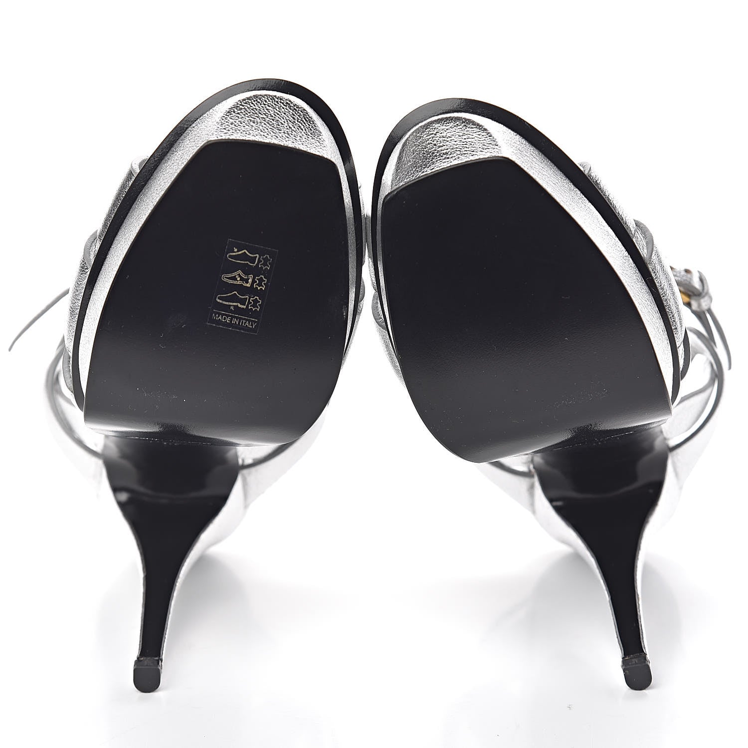 Saint Laurent Metallic Calfskin Tribute 105 Platform Sandals 38 Silver 5 of 7