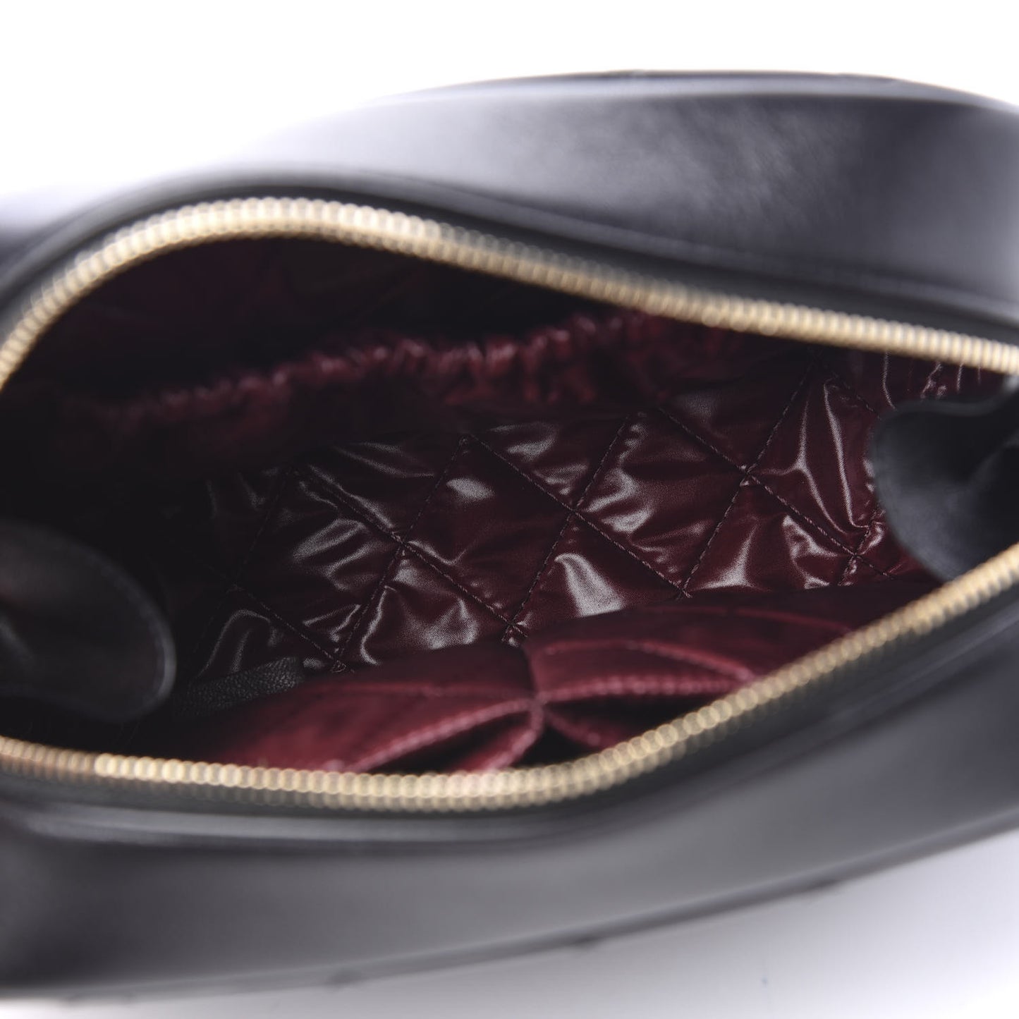 Lambskin Quilted Medium Curvy Pouch Cosmetic Case Black