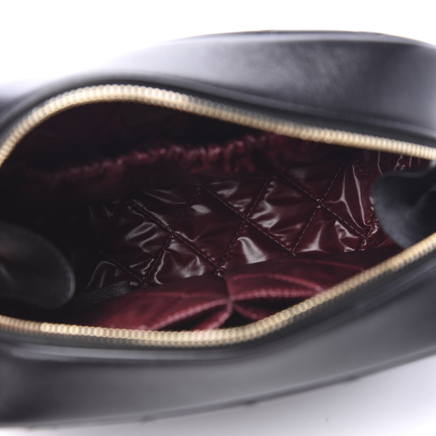 Chanel Lambskin Quilted Medium Curvy Pouch Cosmetic Case Black 4 of 9