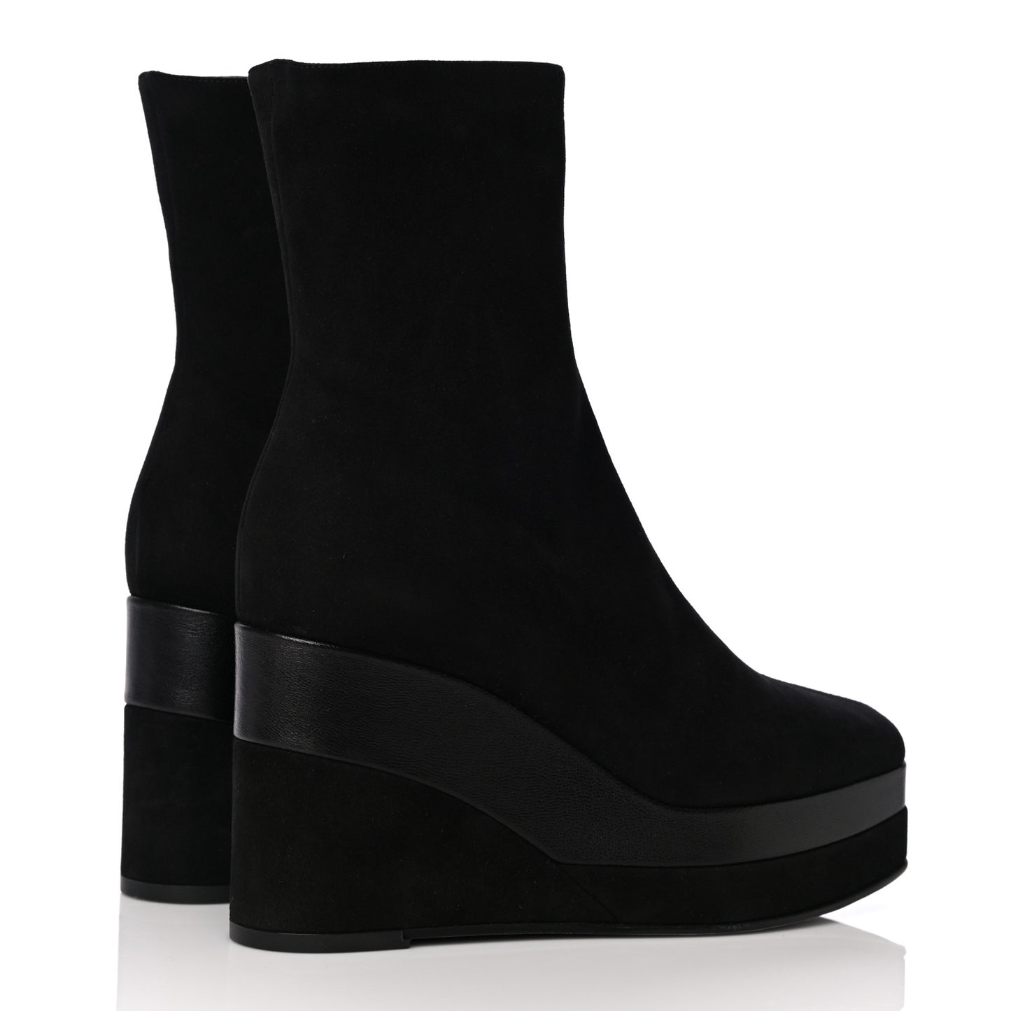 Suede Goatskin Womens Wedge Boot 36.5 Black