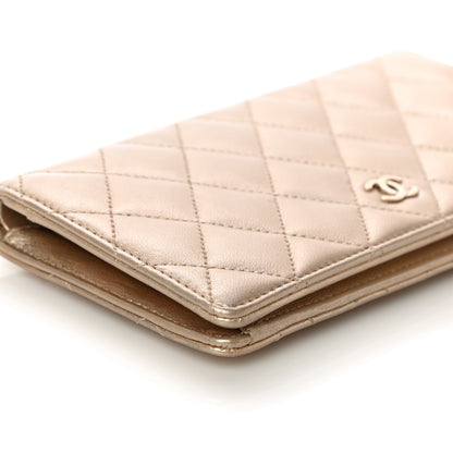 Chanel Metallic Lambskin Quilted Yen Wallet Gold 9 of 17