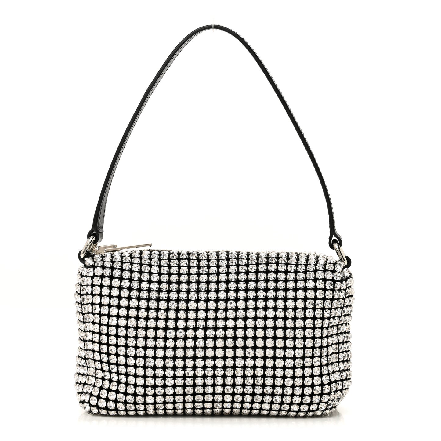 Mesh Crystal Rhinestone Mini Heiress Pouch Black Silver
