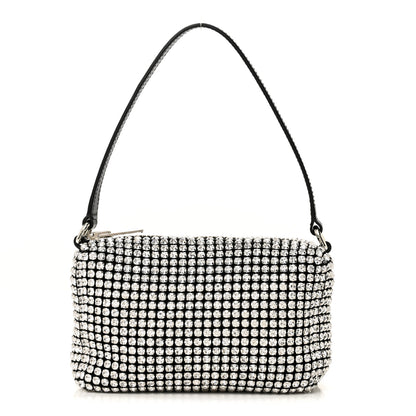 Alexander Wang Mesh Crystal Rhinestone Mini Heiress Pouch Black Silver 1 of 10