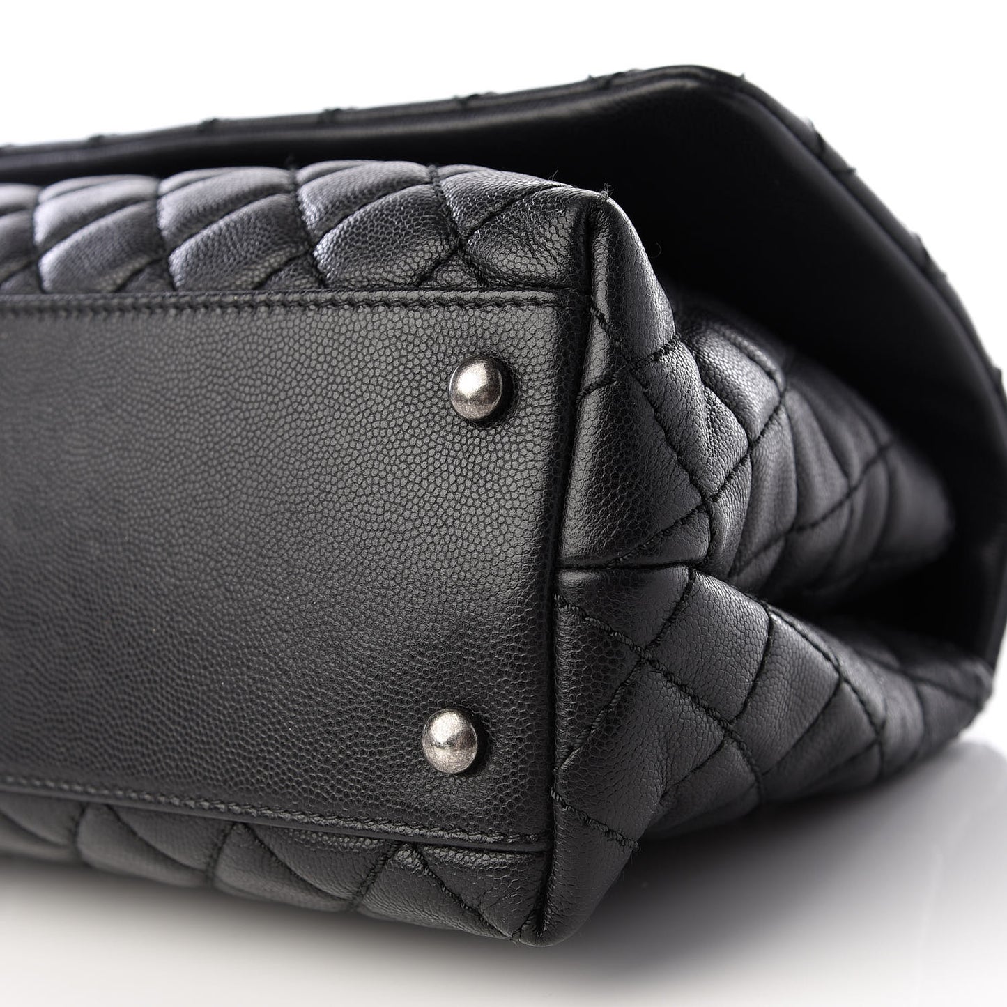 Caviar Quilted Small Coco Handle Flap Black