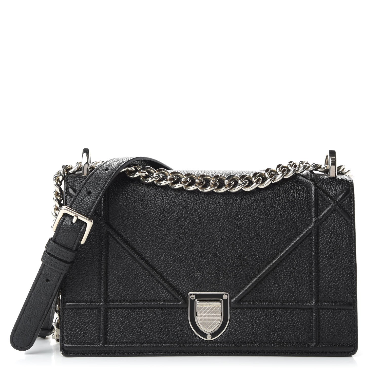 Christian Dior Grained Calfskin Small Diorama Flap Bag Black 1 of 9