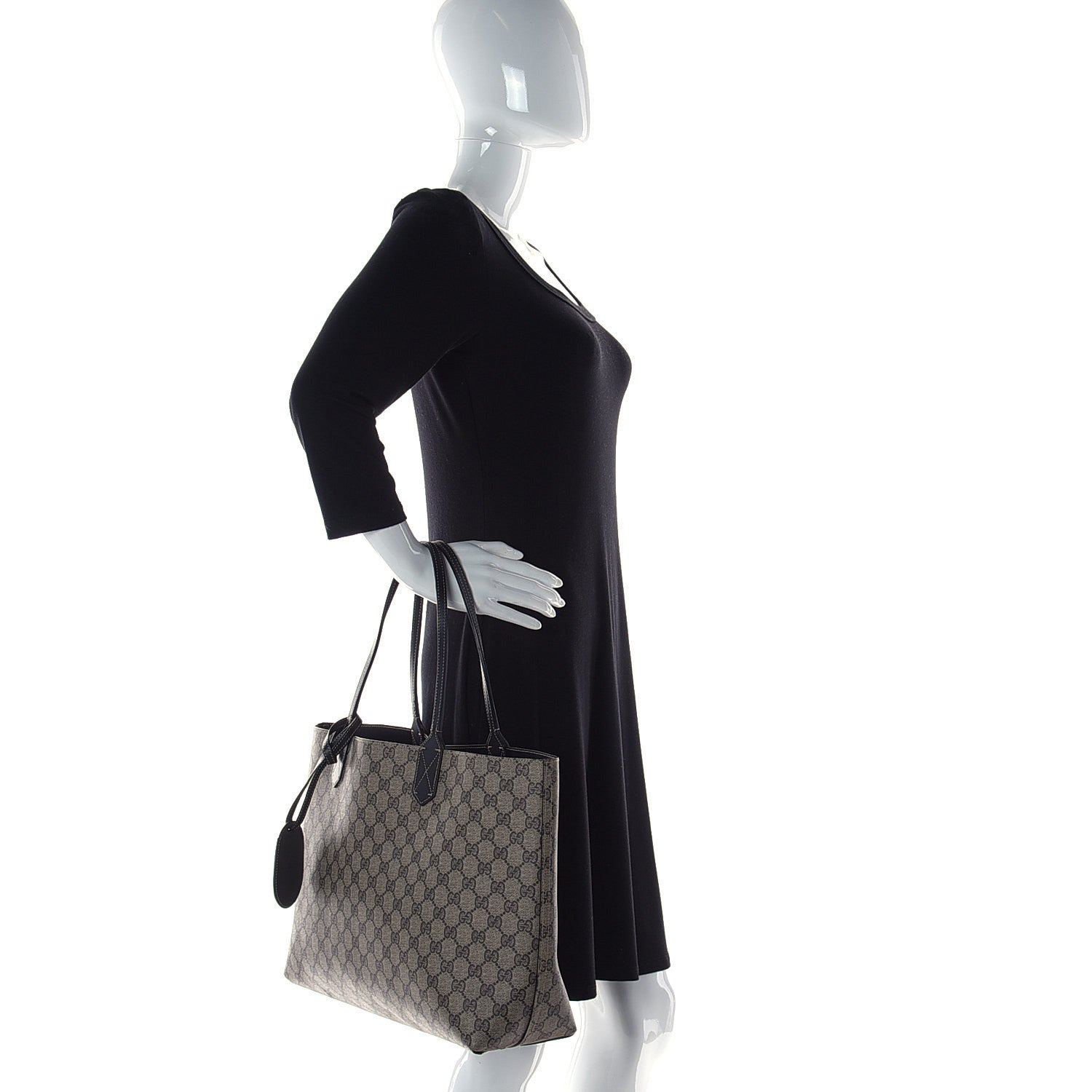 Gucci Calfskin GG Supreme Monogram Medium Reversible Tote Black 2 of 23