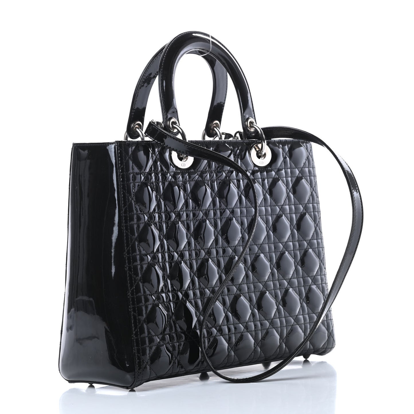 Patent Cannage Large Lady Dior Black