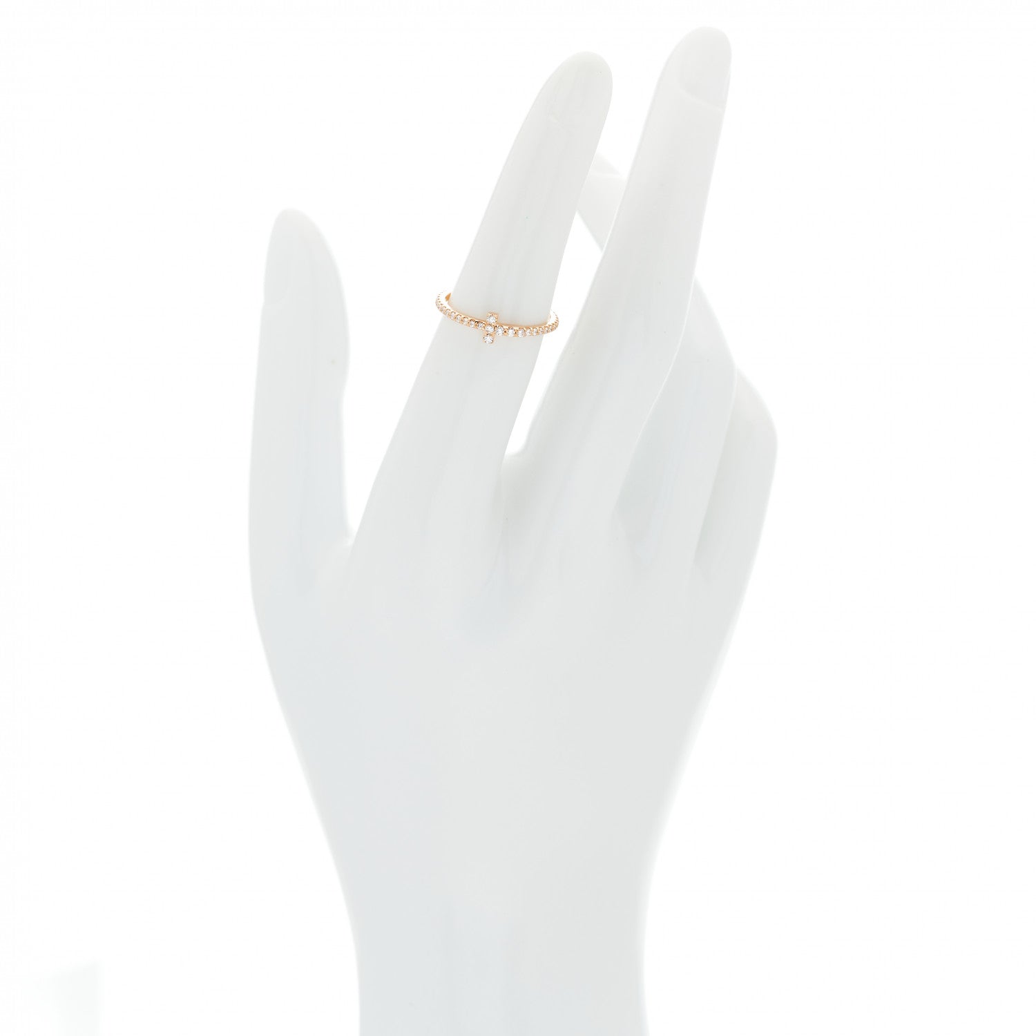 Tiffany 18K Yellow Gold Diamond T Wire Pave Ring 50 5.5 2 of 5