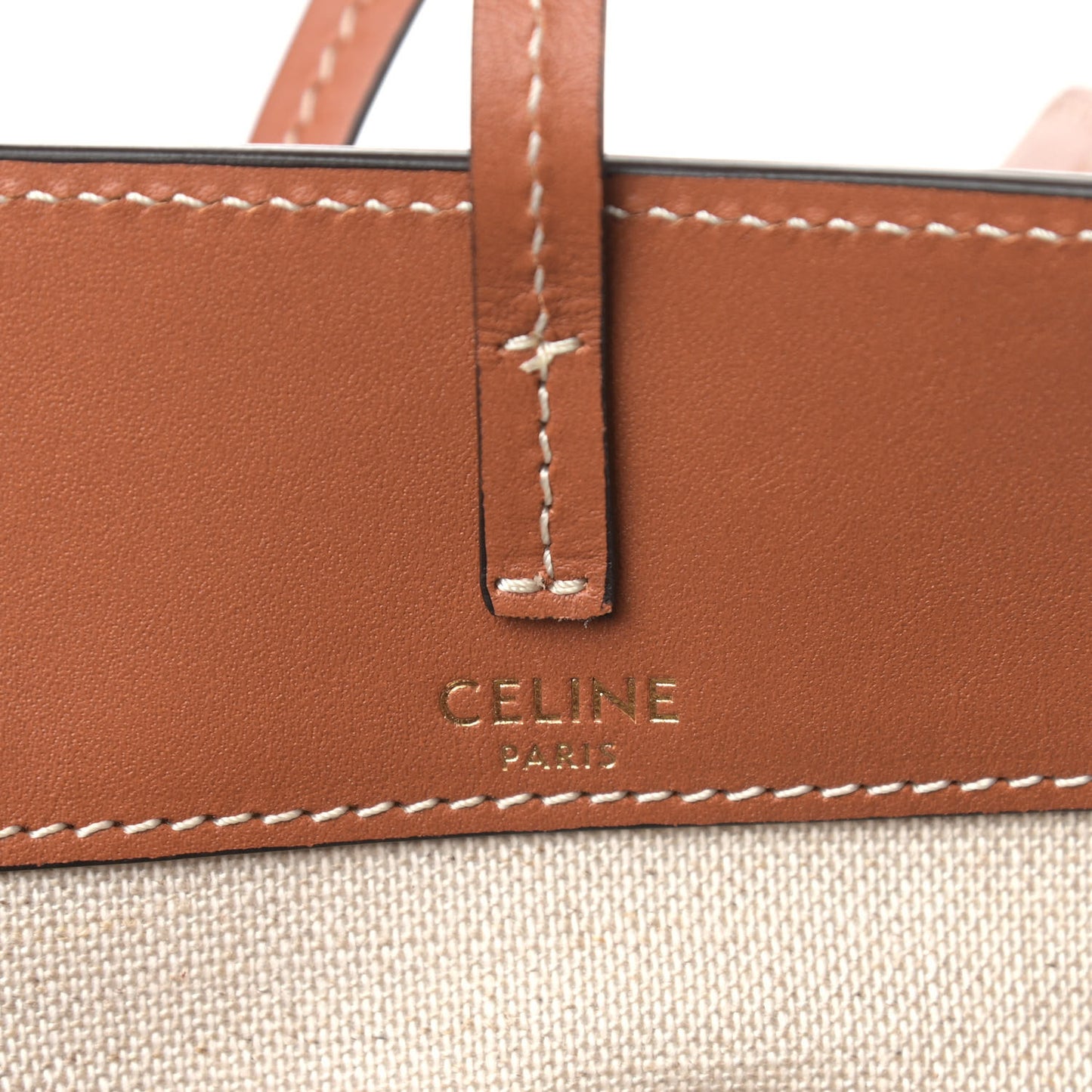 Canvas Smooth Calfskin Medium Bucket Bag Khaki Tan