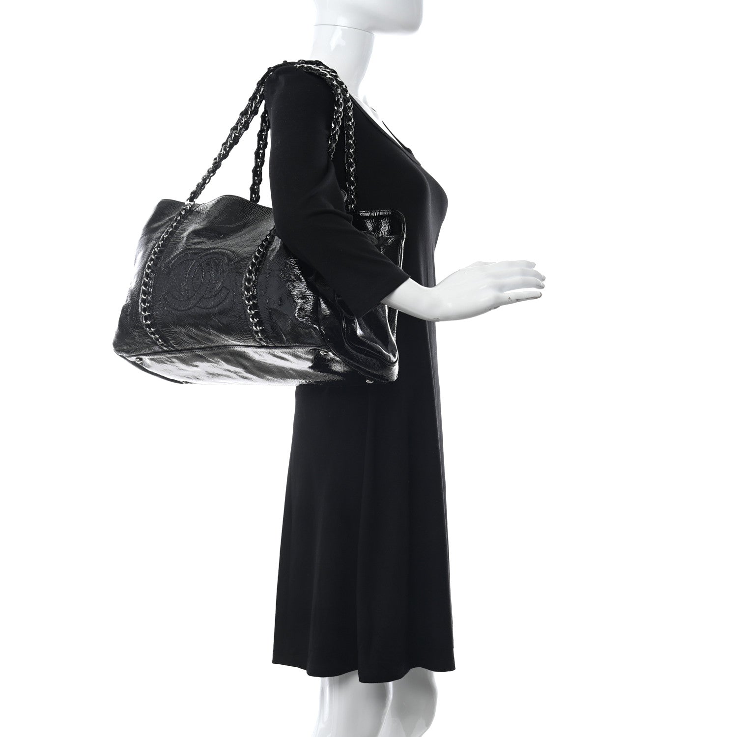 Chanel Patent Calfskin Large Luxe Ligne Tote Black 2 of 12