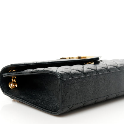 Saint Laurent Grain De Poudre Textured Mixed Matelasse Triquilt Medium Monogram Satchel Black 9 of 12