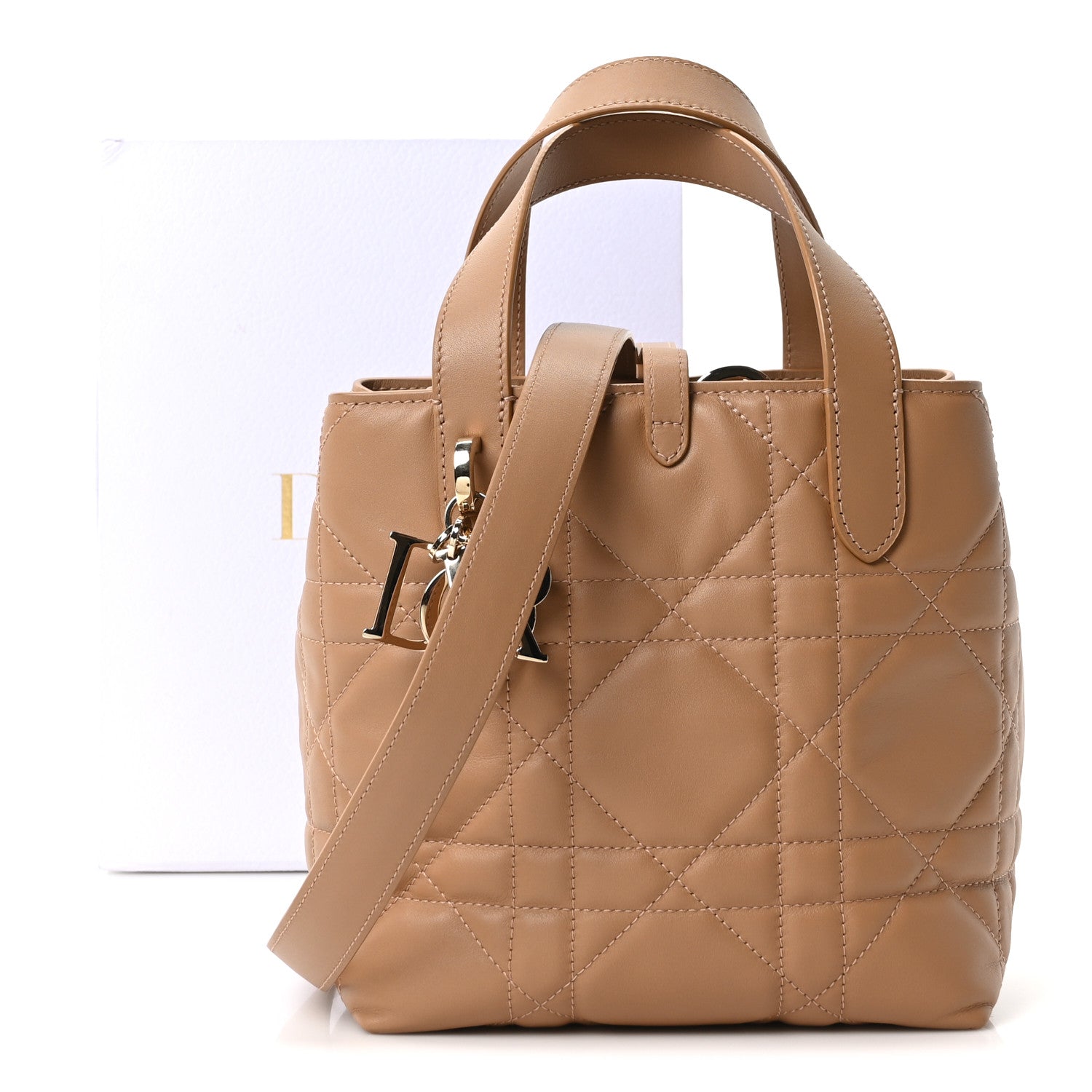 Christian Dior Calfskin Macrocannage Small Toujours Vertical Tote Tan 10 of 10