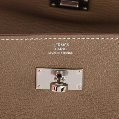 Hermes Chevre Mysore Kelly Longue Wallet Etoupe 11 of 12