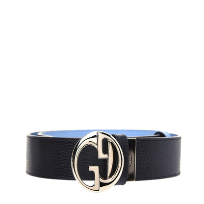 Gucci Dollar Calfskin 1973 Reversible Belt 80 32 Black Mineral Blue 1 of 9