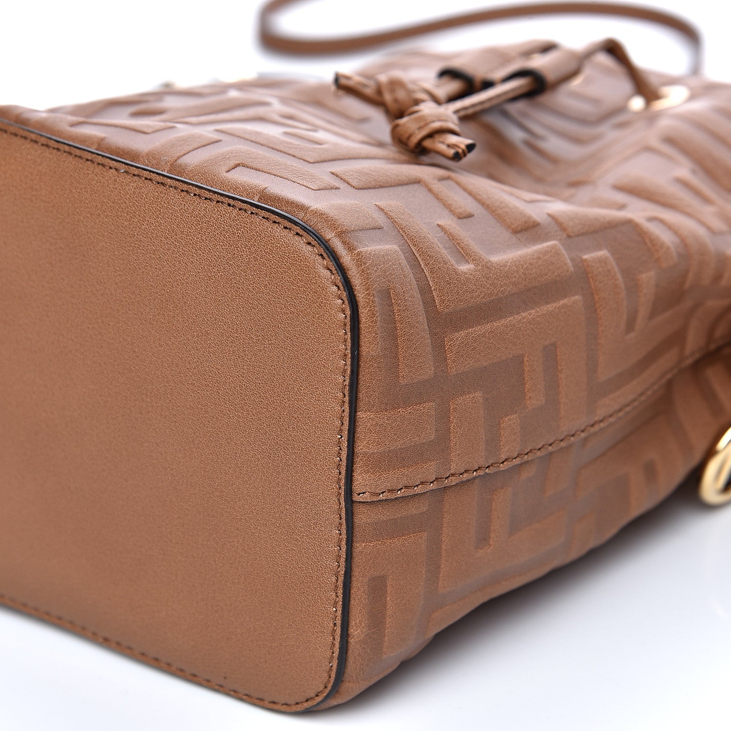 Fendi Vitello Cristallo Nature F is Fendi FF 1974 Embossed Mini Mon Tresor Bucket Bag Cuoio 9 of 9