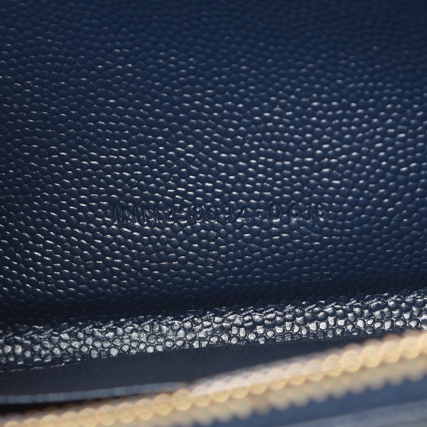 Saint Laurent Grain De Poudre Matelasse Chevron Monogram Zip Around Wallet Navy 7 of 7