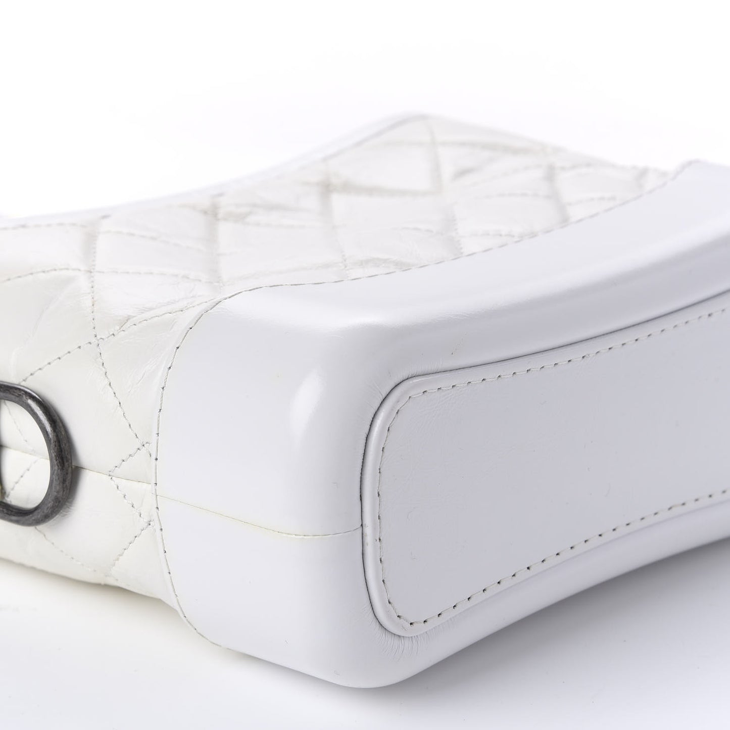 Aged Calfskin Quilted Small Gabrielle Hobo White