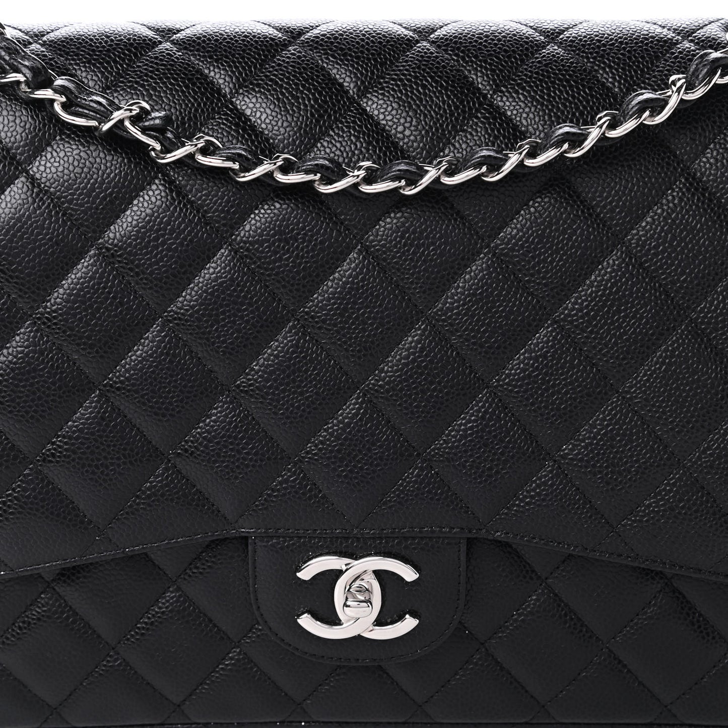 Caviar Quilted Maxi Double Flap Black