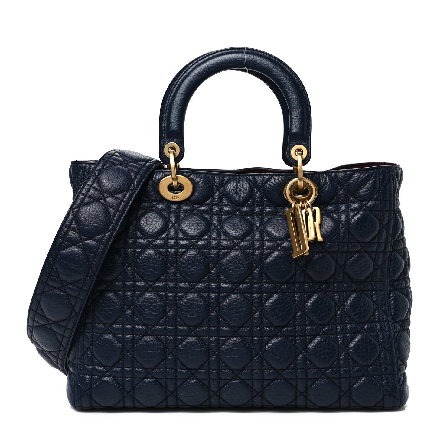 Grained Calfskin Cannage Large Supple Lady Dior Navy