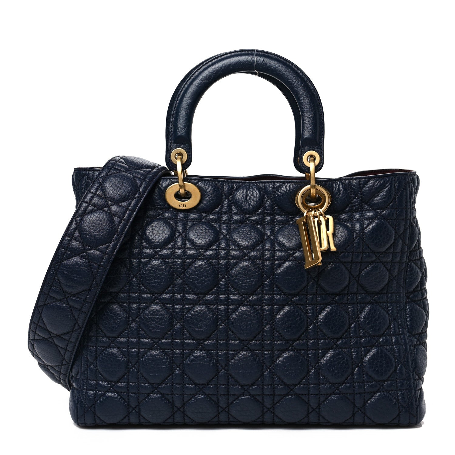 Christian Dior Grained Calfskin Cannage Large Supple Lady Dior Navy 1 of 6