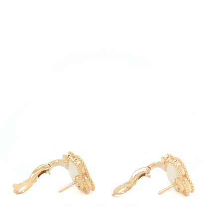 Van Cleef & Arpels 18K Yellow Gold Guilloche Vintage Alhambra Earrings 4 of 6